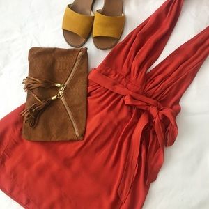 Re:Named Halter Wrap Mini Dress